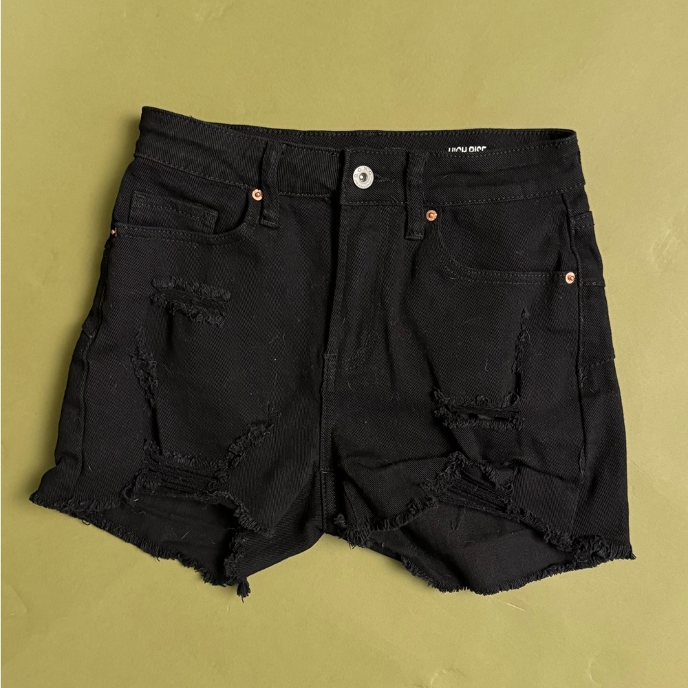 Black curvy high rise shorts